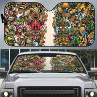 Hawaii And Japan Auto Sun Shade Tiki With Oni Mask - Polynesian Pride