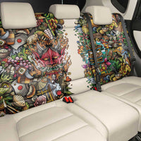 Hawaii And Japan Back Car Seat Cover Tiki With Oni Mask - Polynesian Pride