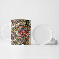 Hawaii And Japan Ceramic Mug Tiki With Oni Mask - Polynesian Pride
