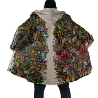Hawaii And Japan Cloak Tiki With Oni Mask - Polynesian Pride