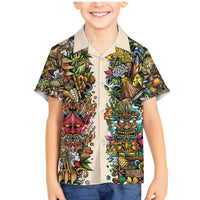 Hawaii And Japan Family Matching Mermaid Dress and Hawaiian Shirt Tiki With Oni Mask - Polynesian Pride