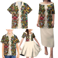 Hawaii And Japan Family Matching Puletasi and Hawaiian Shirt Tiki With Oni Mask LT05 - Polynesian Pride
