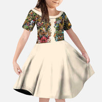 Hawaii And Japan Family Matching Short Sleeve Bodycon Dress and Hawaiian Shirt Tiki With Oni Mask - Polynesian Pride