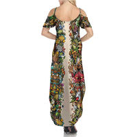 Hawaii And Japan Family Matching Summer Maxi Dress and Hawaiian Shirt Tiki With Oni Mask - Polynesian Pride