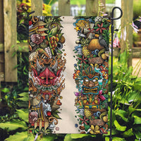 Hawaii And Japan Garden Flag Tiki With Oni Mask - Polynesian Pride