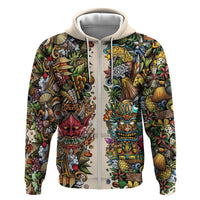 Hawaii And Japan Hoodie Tiki With Oni Mask - Polynesian Pride