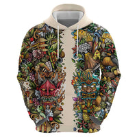 Hawaii And Japan Hoodie Tiki With Oni Mask - Polynesian Pride