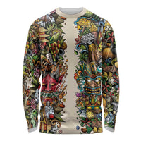 Hawaii And Japan Long Sleeve Shirt Tiki With Oni Mask - Polynesian Pride