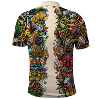 Hawaii And Japan Polo Shirt Tiki With Oni Mask - Polynesian Pride