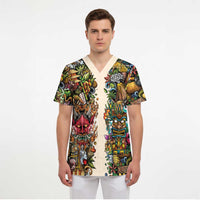 Hawaii And Japan Scrub Top Tiki With Oni Mask - Polynesian Pride