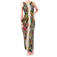 Hawaii And Japan Tank Maxi Dress Tiki With Oni Mask - Polynesian Pride