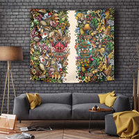 Hawaii And Japan Tapestry Tiki With Oni Mask - Polynesian Pride