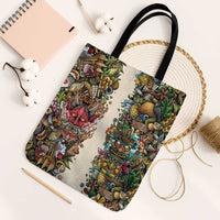 Hawaii And Japan Tote Bag Tiki With Oni Mask - Polynesian Pride