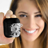 Hawaiian And Japanese Culture AirPods Case Irezumi Dragon With Polynesian Pattern Black - Polynesian Pride