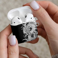 Hawaiian And Japanese Culture AirPods Case Irezumi Dragon With Polynesian Pattern Black - Polynesian Pride