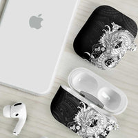 Hawaiian And Japanese Culture AirPods Case Irezumi Dragon With Polynesian Pattern Black - Polynesian Pride
