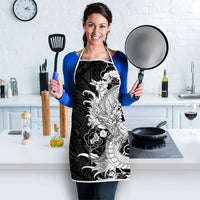 Hawaiian And Japanese Culture Apron Irezumi Dragon With Polynesian Pattern Black - Polynesian Pride