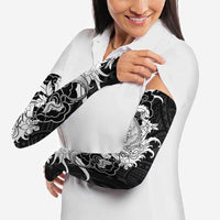 Hawaiian And Japanese Culture Arm Sleeves Irezumi Dragon With Polynesian Pattern Black - Polynesian Pride