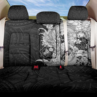 Hawaiian And Japanese Culture Back Car Seat Cover Irezumi Dragon With Polynesian Pattern Black - Polynesian Pride