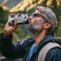 Hawaiian And Japanese Culture 4 in 1 Can Cooler Tumbler Irezumi Dragon With Polynesian Pattern Black - Polynesian Pride