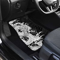 Hawaiian And Japanese Culture Car Mats Irezumi Dragon With Polynesian Pattern Black - Polynesian Pride