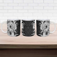Hawaiian And Japanese Culture Ceramic Mug Irezumi Dragon With Polynesian Pattern Black - Polynesian Pride