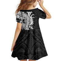 Hawaiian And Japanese Culture Family Matching Off The Shoulder Long Sleeve Dress and Hawaiian Shirt Irezumi Dragon With Polynesian Pattern Black LT05 - Polynesian Pride