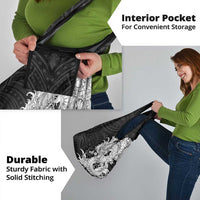 Hawaiian And Japanese Culture Grocery Bag Irezumi Dragon With Polynesian Pattern Black - Polynesian Pride