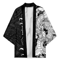 Hawaiian And Japanese Culture Kimono Irezumi Dragon With Polynesian Pattern Black - Polynesian Pride