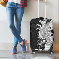 Hawaiian And Japanese Culture Luggage Cover Irezumi Dragon With Polynesian Pattern Black - Polynesian Pride