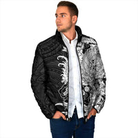 Hawaiian And Japanese Culture Padded Jacket Irezumi Dragon With Polynesian Pattern Black - Polynesian Pride