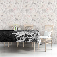 Hawaiian And Japanese Culture Tablecloth Irezumi Dragon With Polynesian Pattern Black - Polynesian Pride