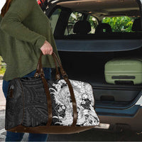 Hawaiian And Japanese Culture Travel Bag Irezumi Dragon With Polynesian Pattern Black - Polynesian Pride