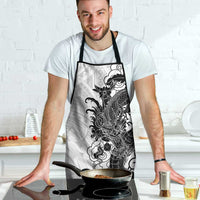 Hawaiian And Japanese Culture Apron Irezumi Dragon With Polynesian Pattern White - Polynesian Pride