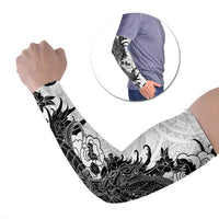 Hawaiian And Japanese Culture Arm Sleeves Irezumi Dragon With Polynesian Pattern White - Polynesian Pride
