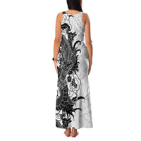 Hawaiian And Japanese Culture Family Matching Tank Maxi Dress and Hawaiian Shirt Irezumi Dragon With Polynesian Pattern White - Polynesian Pride