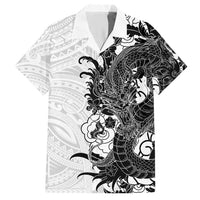 Hawaiian And Japanese Culture Hawaiian Shirt Irezumi Dragon With Polynesian Pattern White - Polynesian Pride