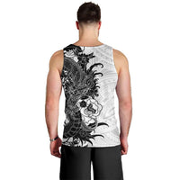 Hawaiian And Japanese Culture Men Tank Top Irezumi Dragon With Polynesian Pattern White - Polynesian Pride