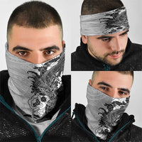 Hawaiian And Japanese Culture Neck Gaiter Irezumi Dragon With Polynesian Pattern White - Polynesian Pride