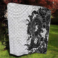 Hawaiian And Japanese Culture Quilt Irezumi Dragon With Polynesian Pattern White - Polynesian Pride