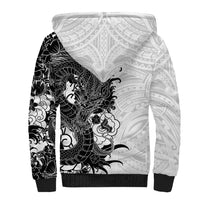 Hawaiian And Japanese Culture Sherpa Hoodie Irezumi Dragon With Polynesian Pattern White - Polynesian Pride