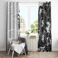 Hawaiian And Japanese Culture Window Curtain Irezumi Dragon With Polynesian Pattern White - Polynesian Pride