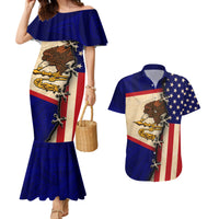 American Samoa Flag Day Couples Matching Mermaid Dress and Hawaiian Shirt Polynesian Tribal Pattern LT05 Blue - Polynesian Pride