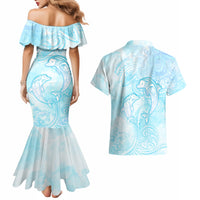 Polynesia Dolphins Under The Sea Couples Matching Mermaid Dress and Hawaiian Shirt Simple Style LT05 - Polynesian Pride