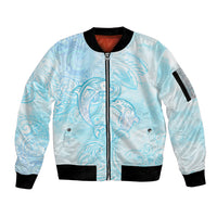 Polynesia Dolphins Under The Sea Sleeve Zip Bomber Jacket Simple Style LT05 Unisex Baby Blue - Polynesian Pride