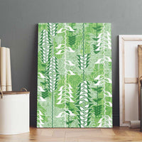 Green Hawaii Tapa Pattern Canvas Wall Art With Heliconia Vintage Style LT05 - Polynesian Pride