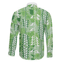 Green Hawaii Tapa Pattern Family Matching Tank Maxi Dress and Hawaiian Shirt With Heliconia Vintage Style LT05 - Polynesian Pride