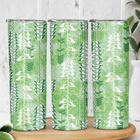 Green Hawaii Tapa Pattern Skinny Tumbler With Heliconia Vintage Style LT05 - Polynesian Pride