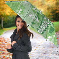 Green Hawaii Tapa Pattern Umbrella With Heliconia Vintage Style LT05 - Polynesian Pride