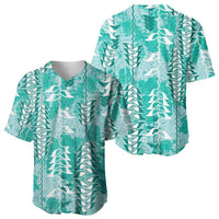 Teal Hawaii Tapa Pattern Baseball Jersey With Heliconia Vintage Style LT05 - Polynesian Pride
